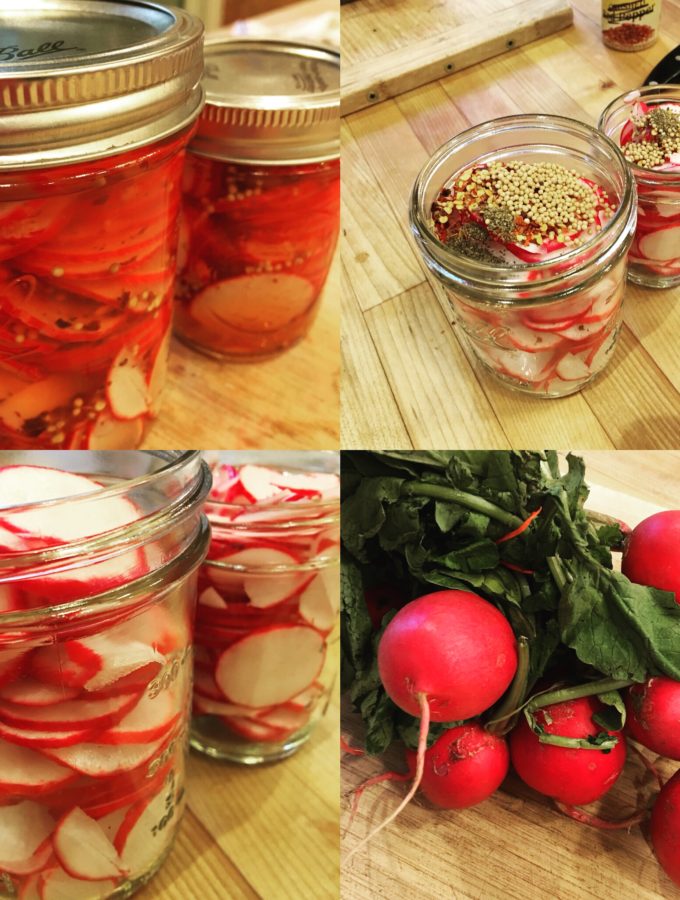 montage of pickled radishes