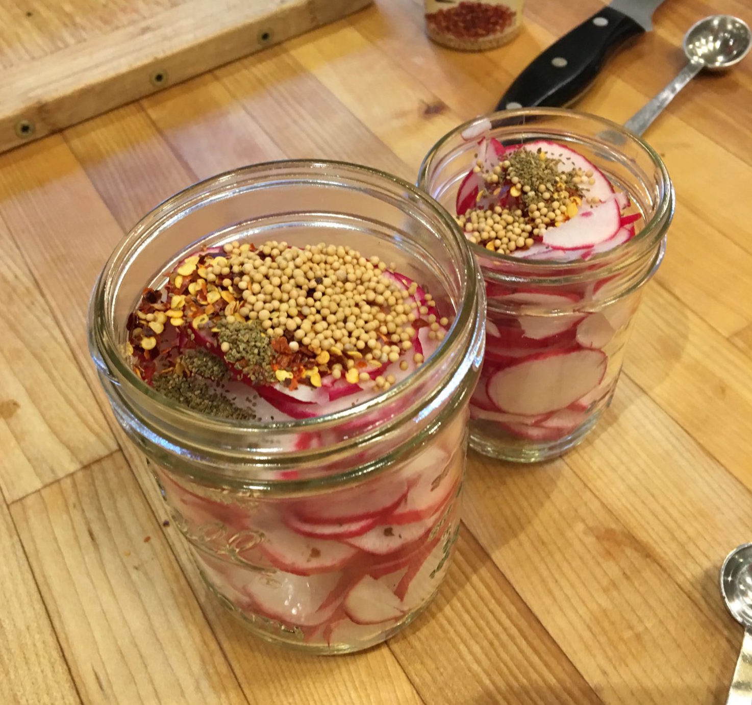 Pickling Spices on Radishes