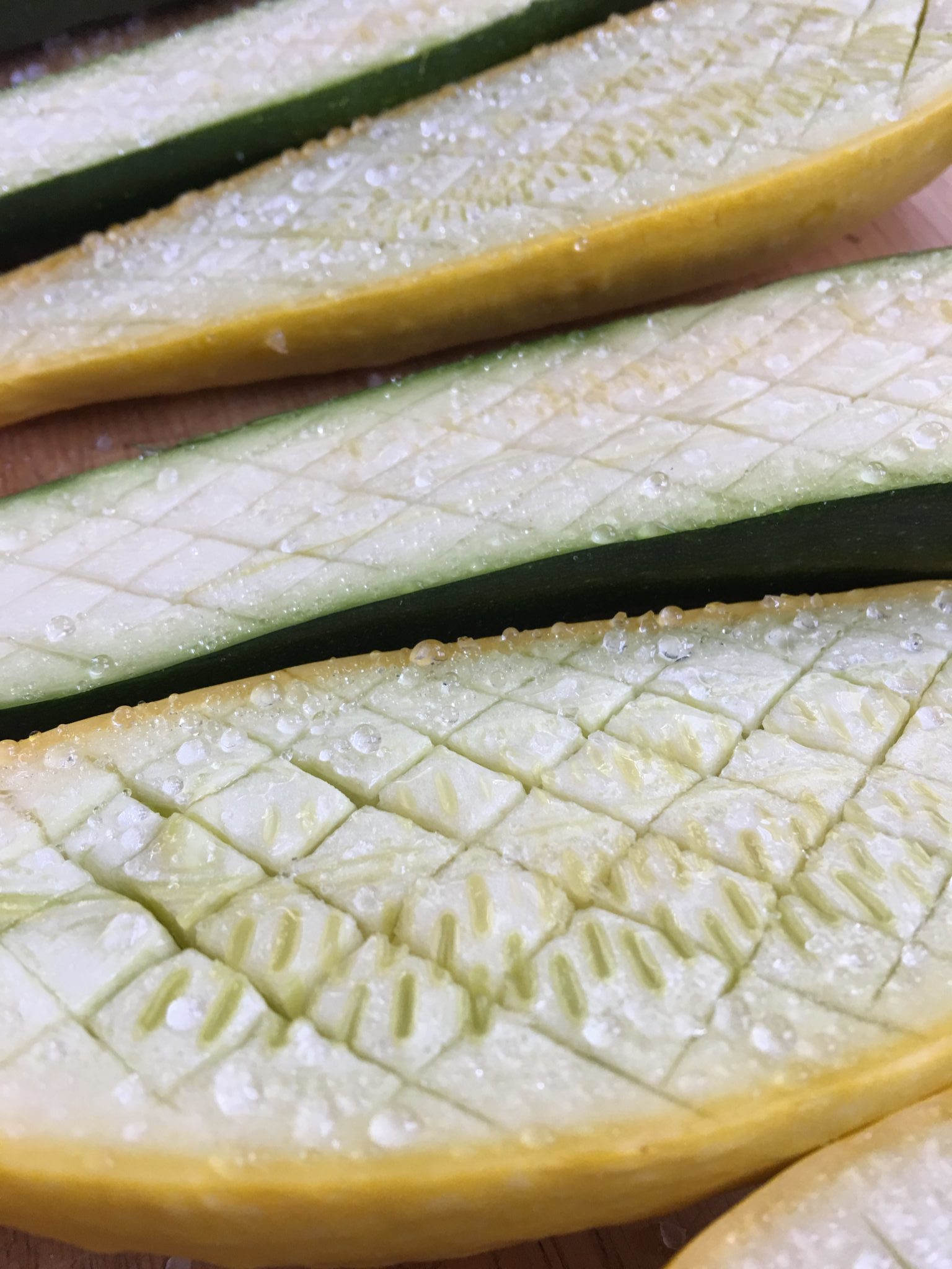 Zucchini prepared for roasting