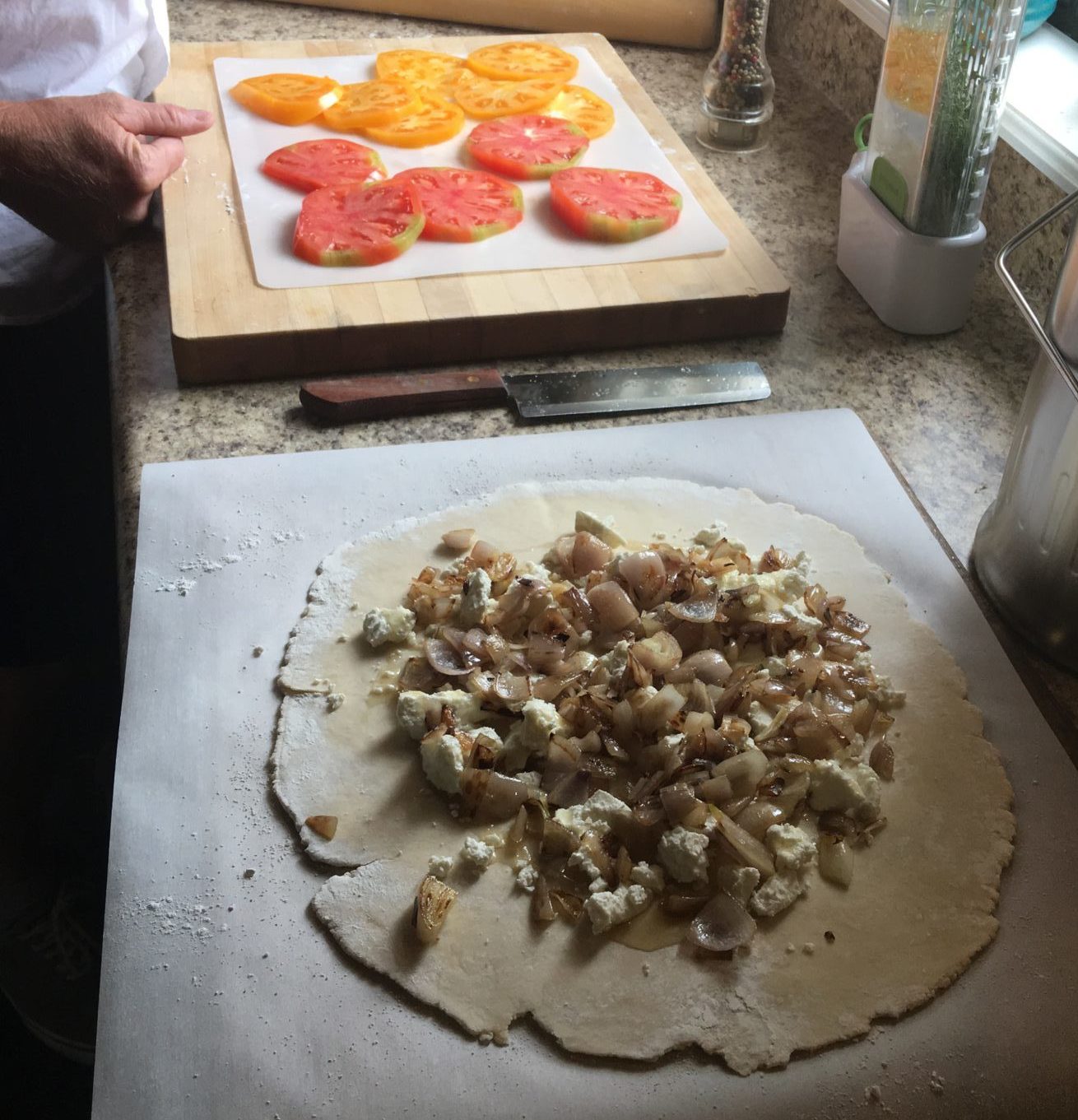 Tomato galette assembly