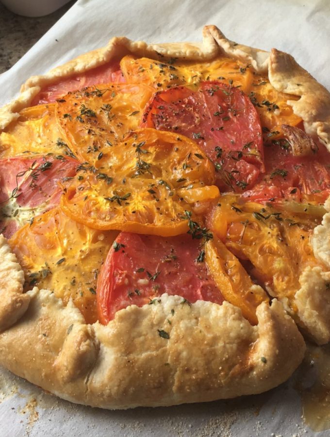 Rustic Tomato Tart with Goat Cheese, Honey and Thyme