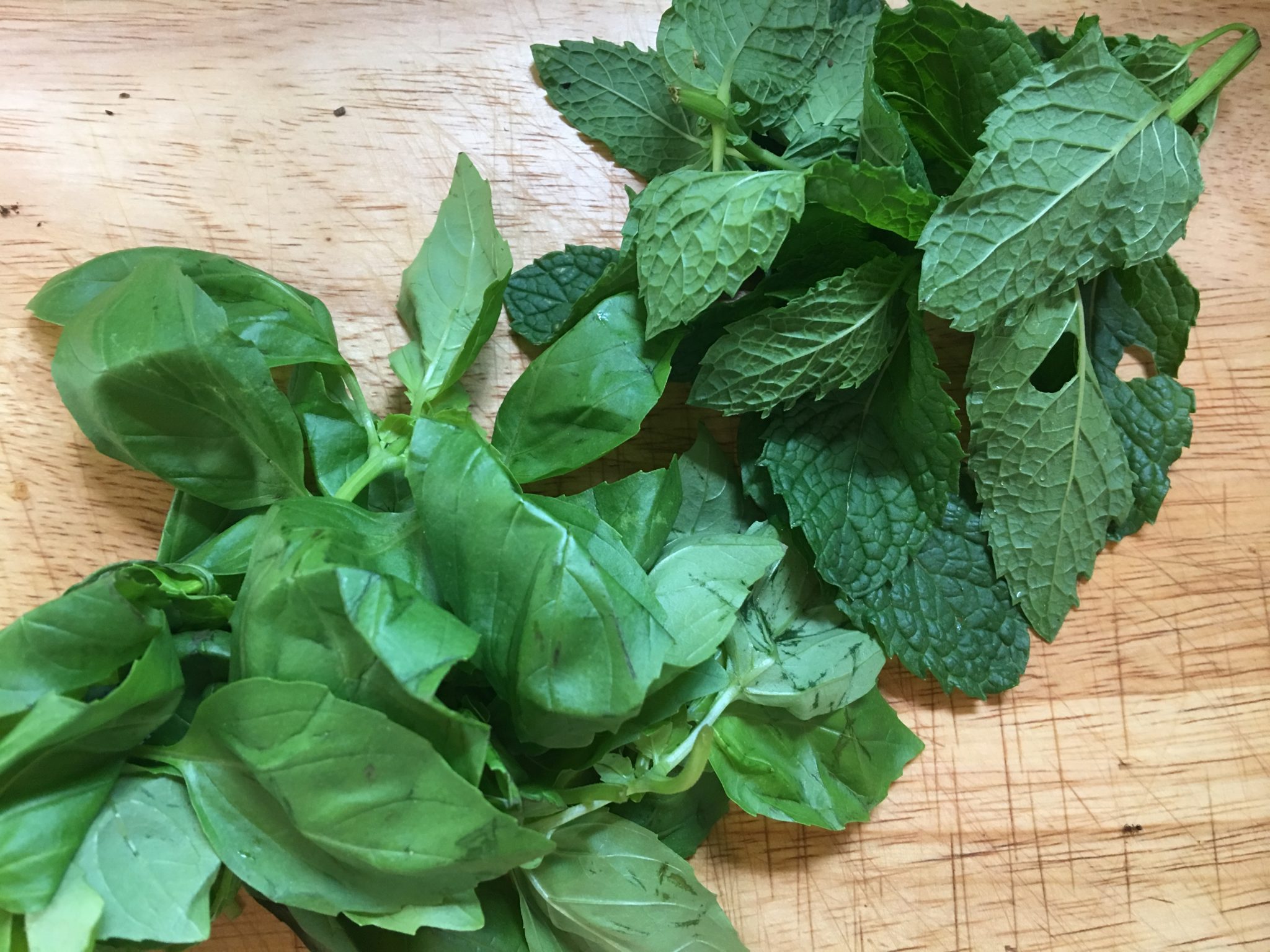 Basil and mint leaves