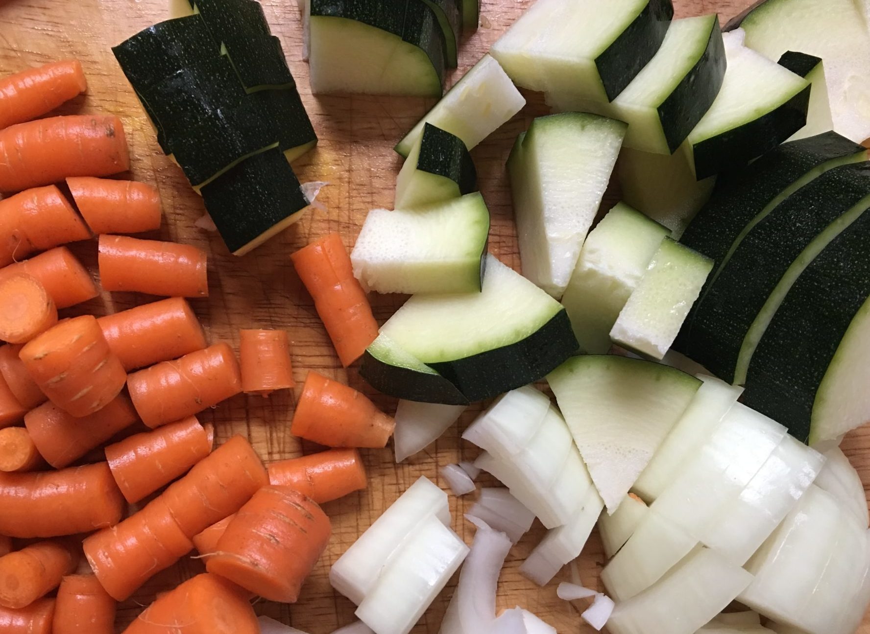 onions, zucchini and carrots, chopped