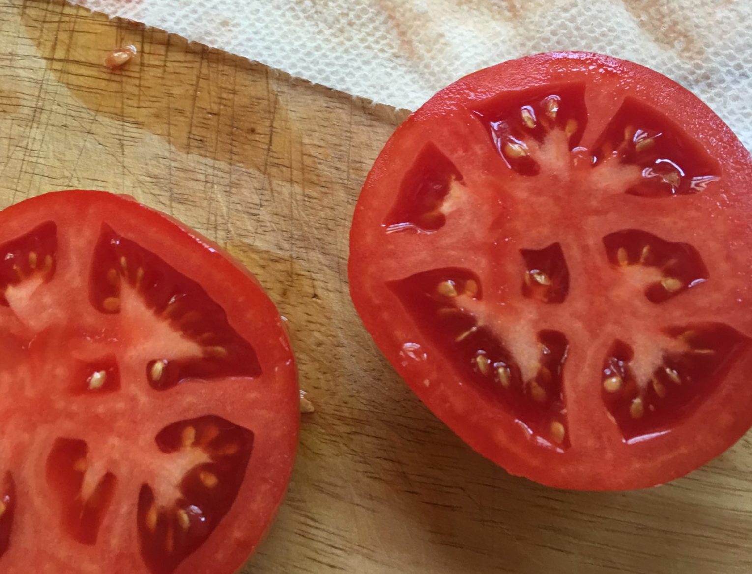 Halved tomatoes
