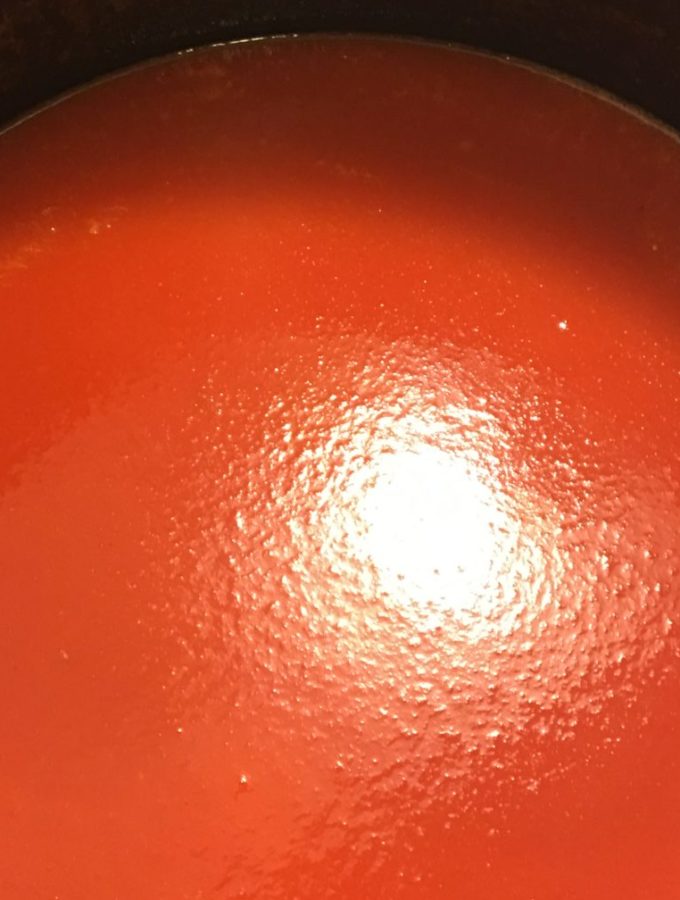 Brilliant red tomato sauce