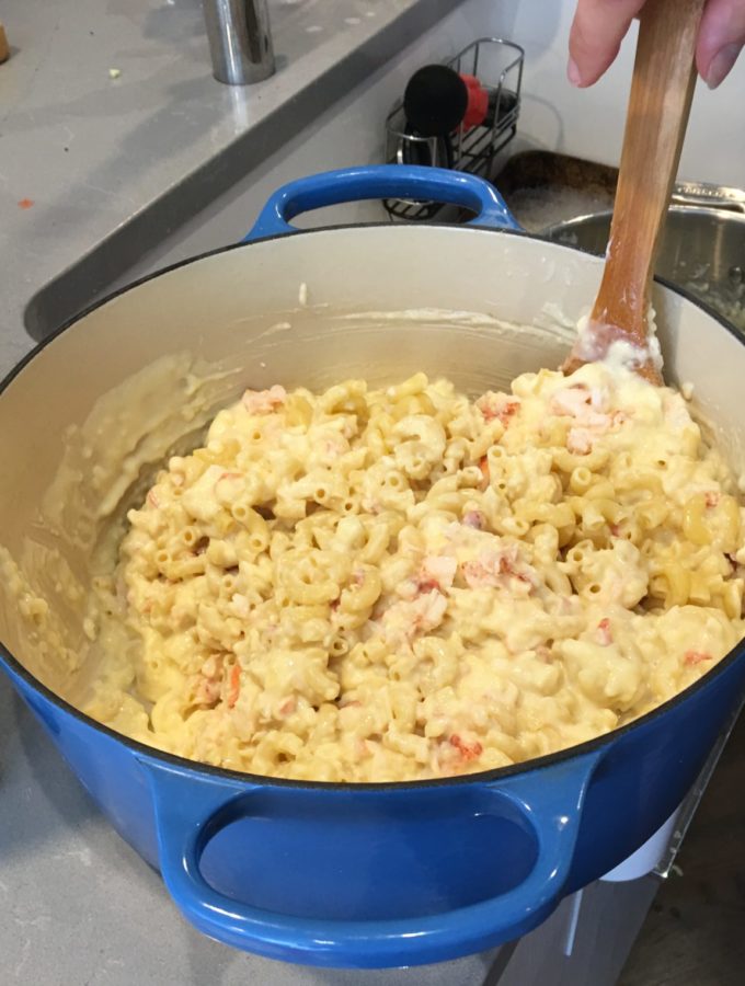 Lobster mac and Cheese stirred together