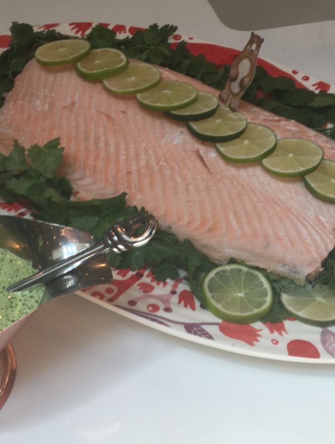 Cold Poached Salmon with Cilantro-Lime Sauce