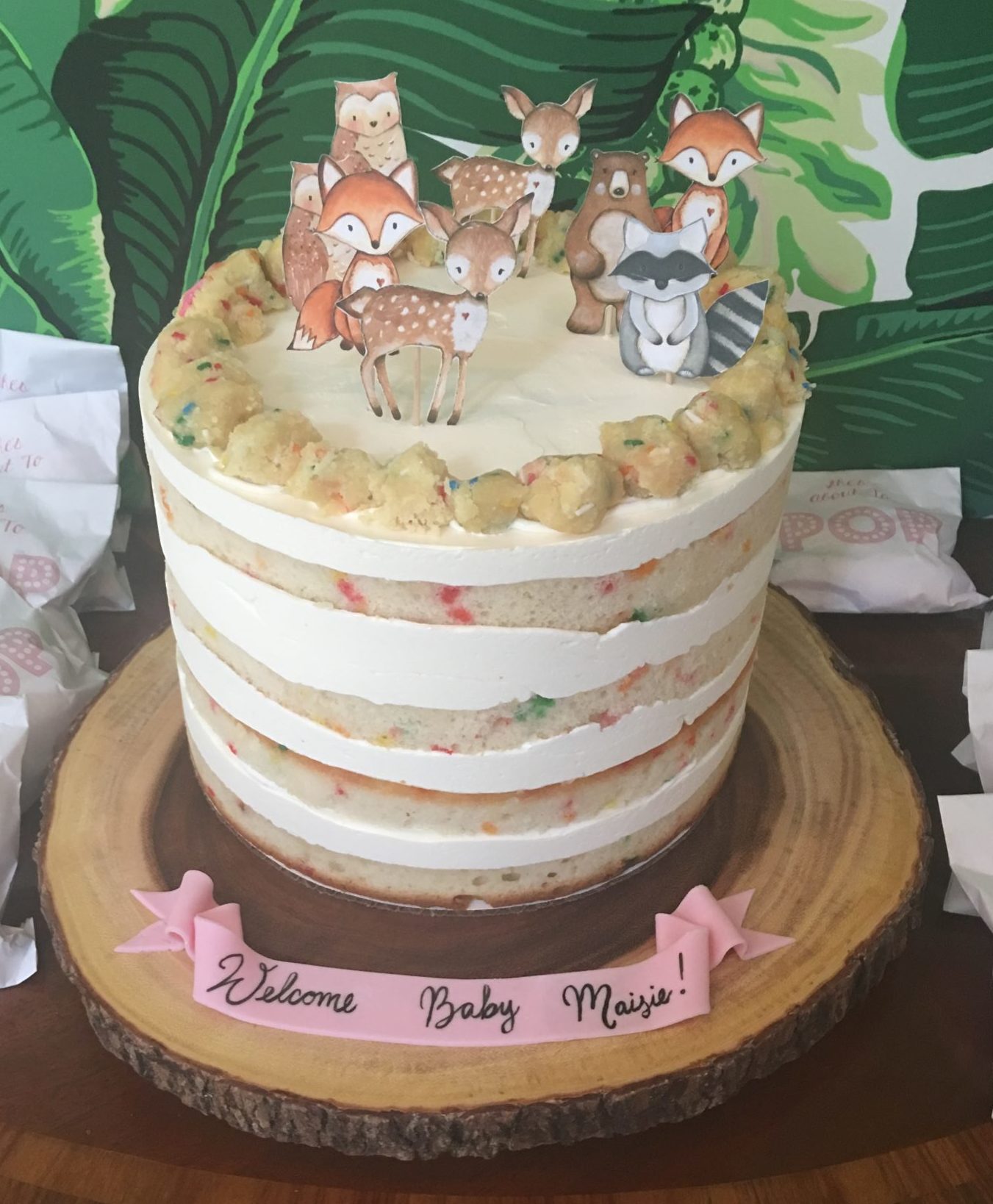 Funfetti cake with animal toppers