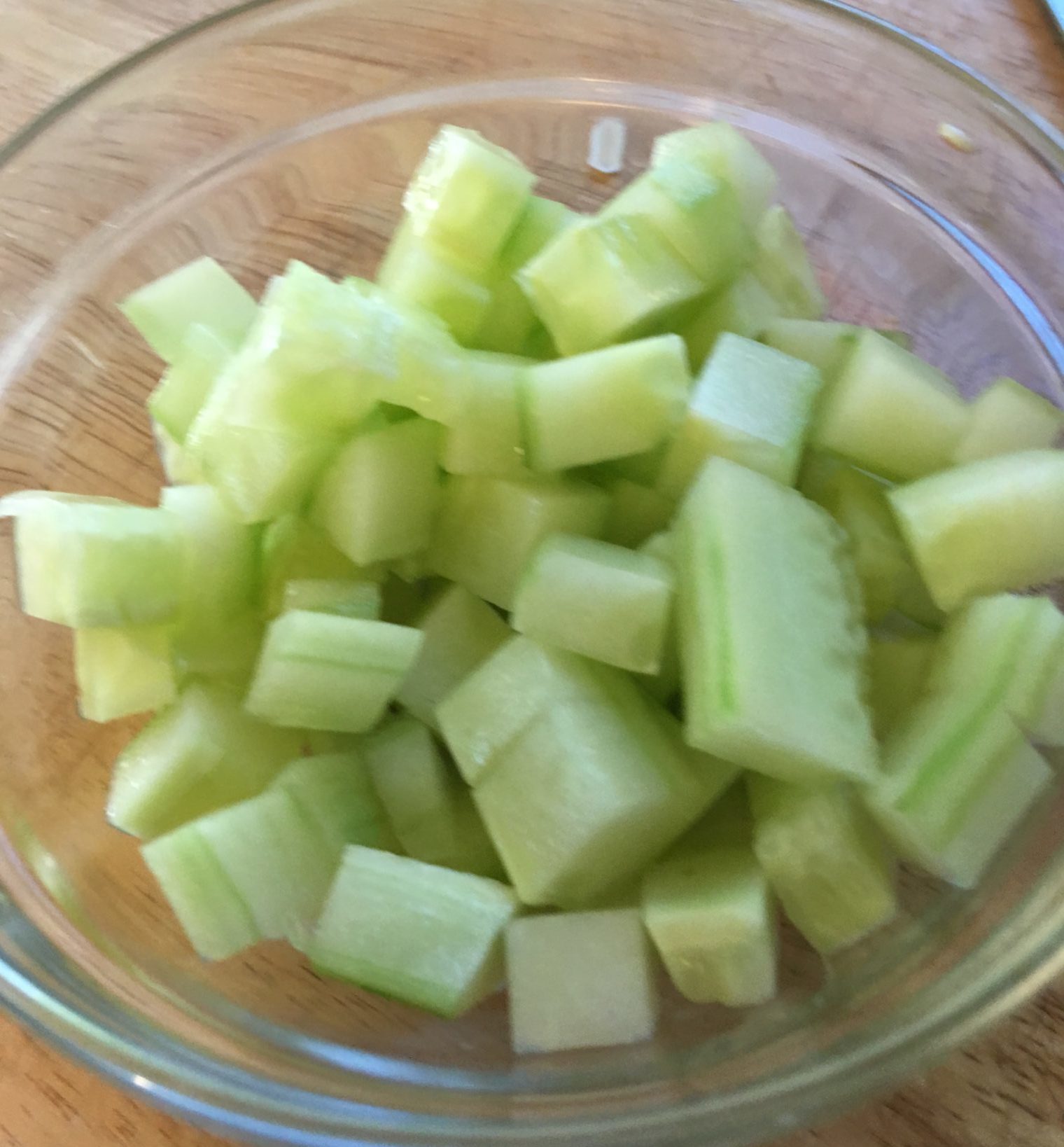Cucumber dices in a bowl
