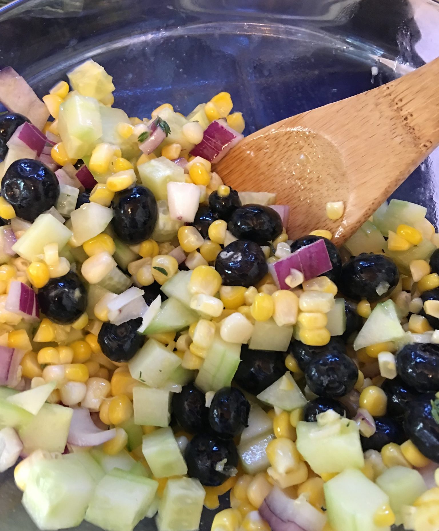 Blueberry, corn and cucumber salad