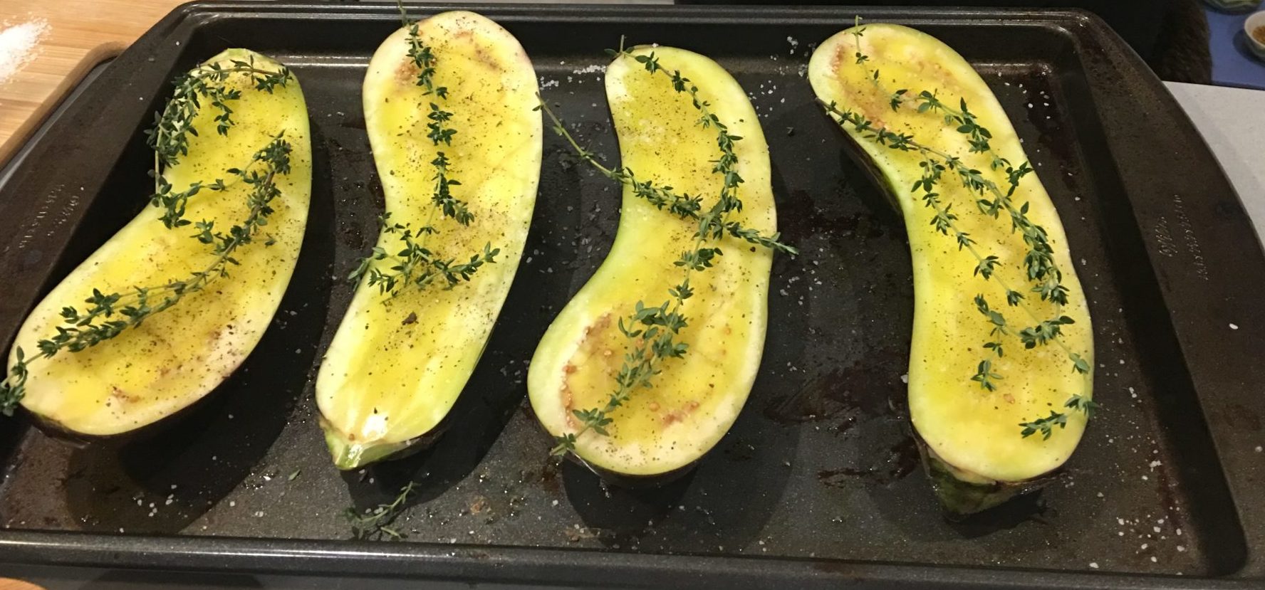 Olive oil brushed eggplant