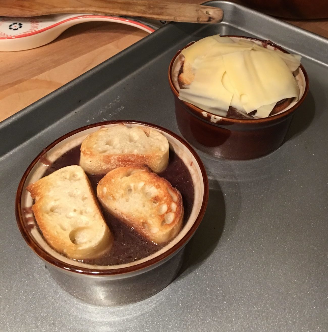 French Onion Soup before it goes in the oven