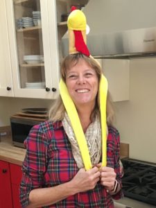 woman with turkey hat