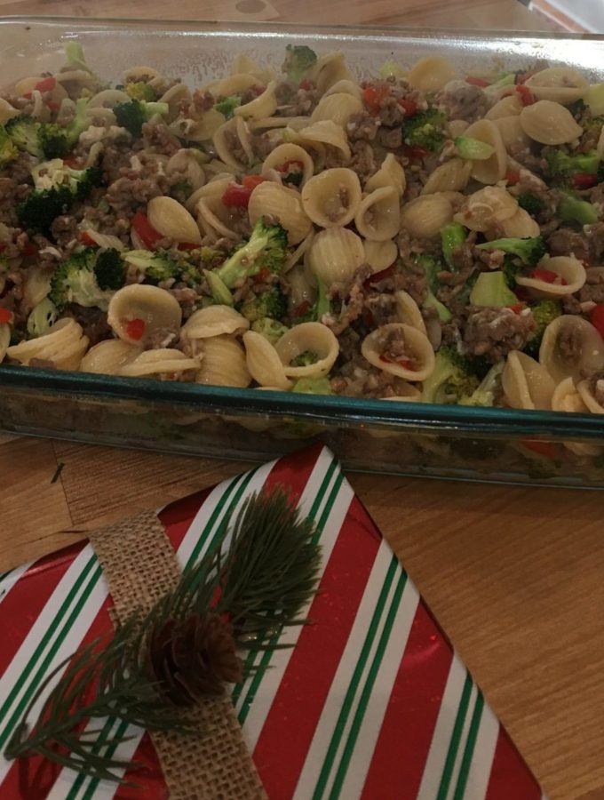 Orecchiette with Broccoli, Sausage and Roasted Red Peppers