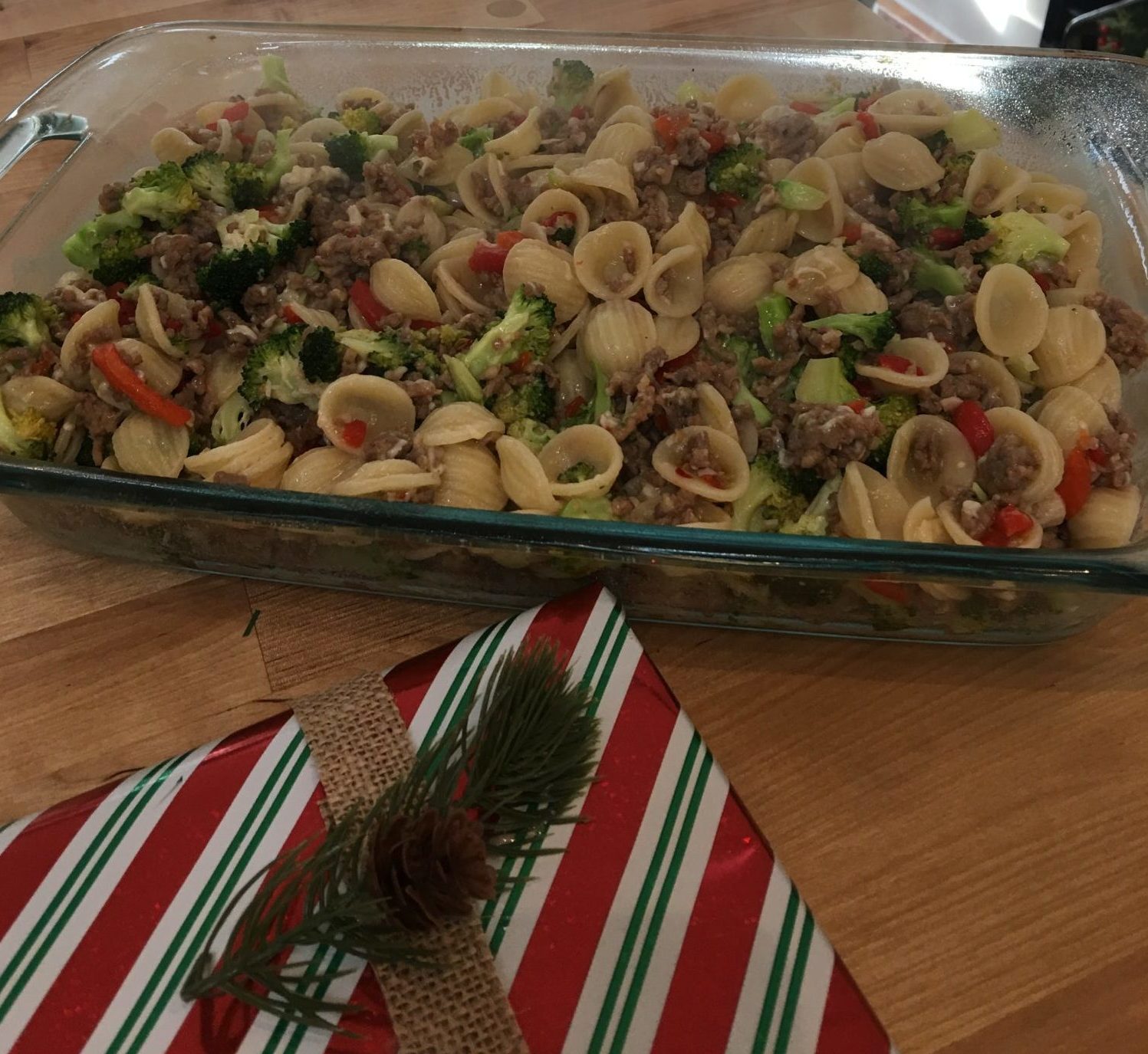 Orecchiette with Broccoli, Sausage and Roasted Red Peppers