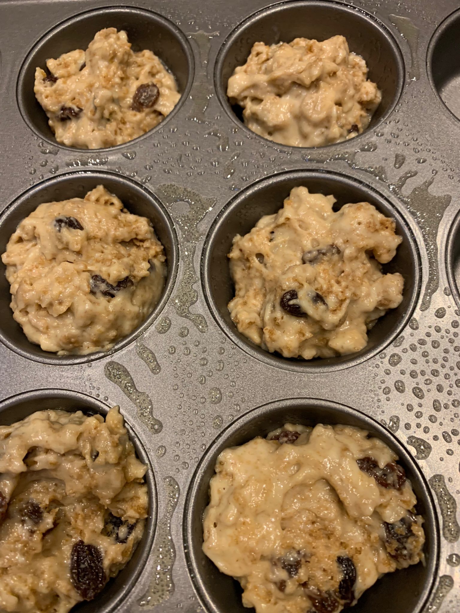 Muffin batter in tins