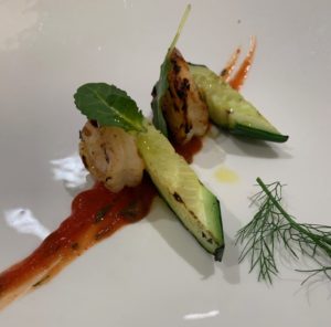 Shrimp and grilled cucumber
