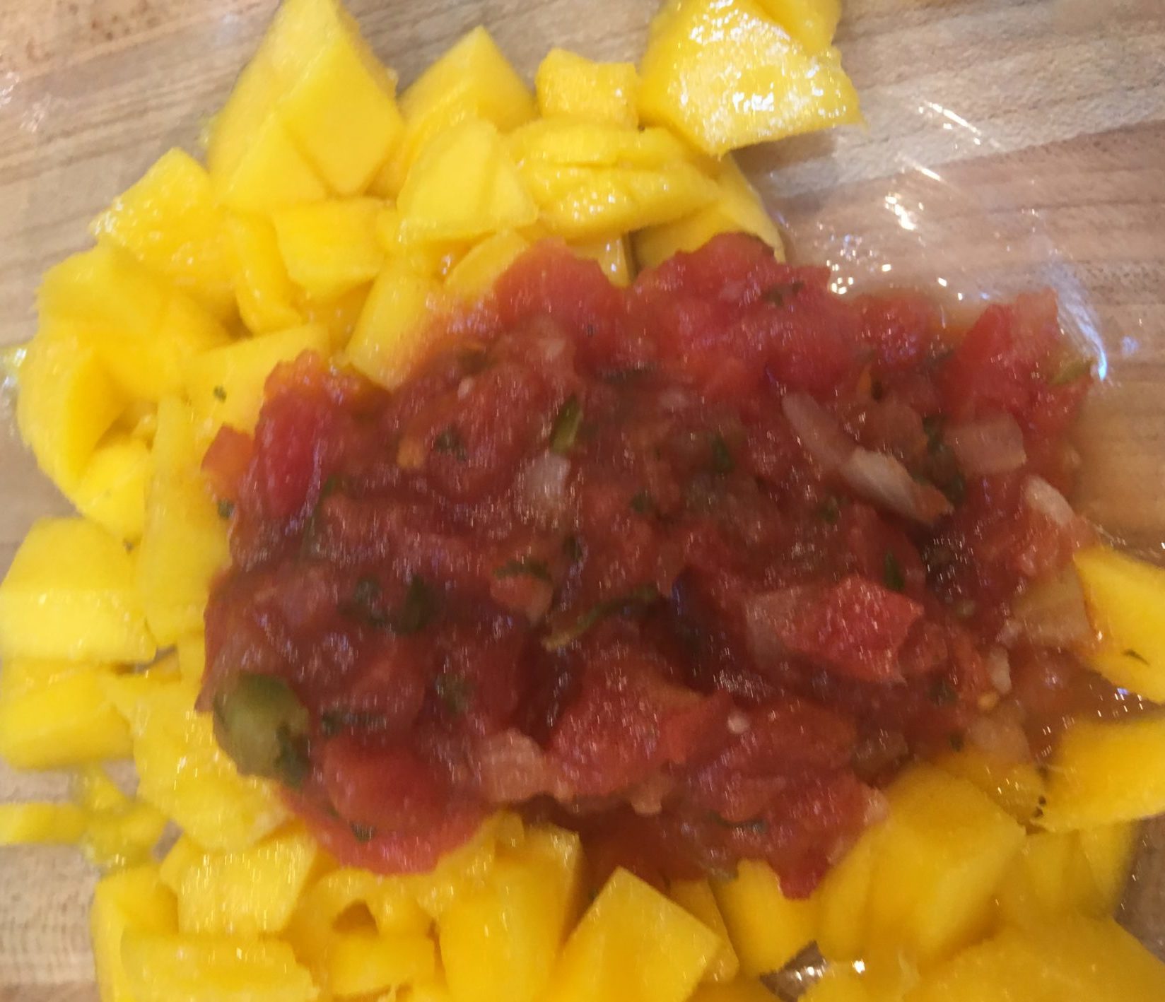 Fresh salsa with chopped mango