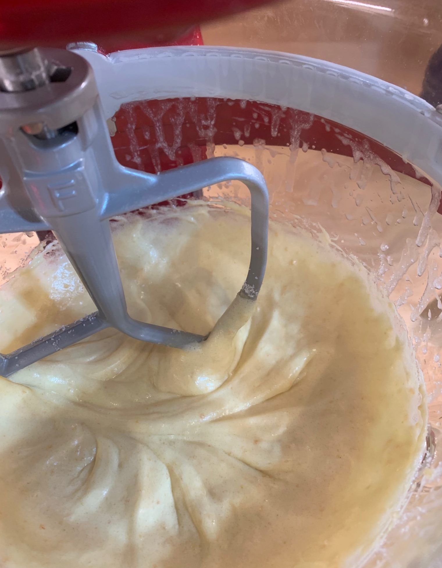 Butter,eggs and sugar whisked together until light