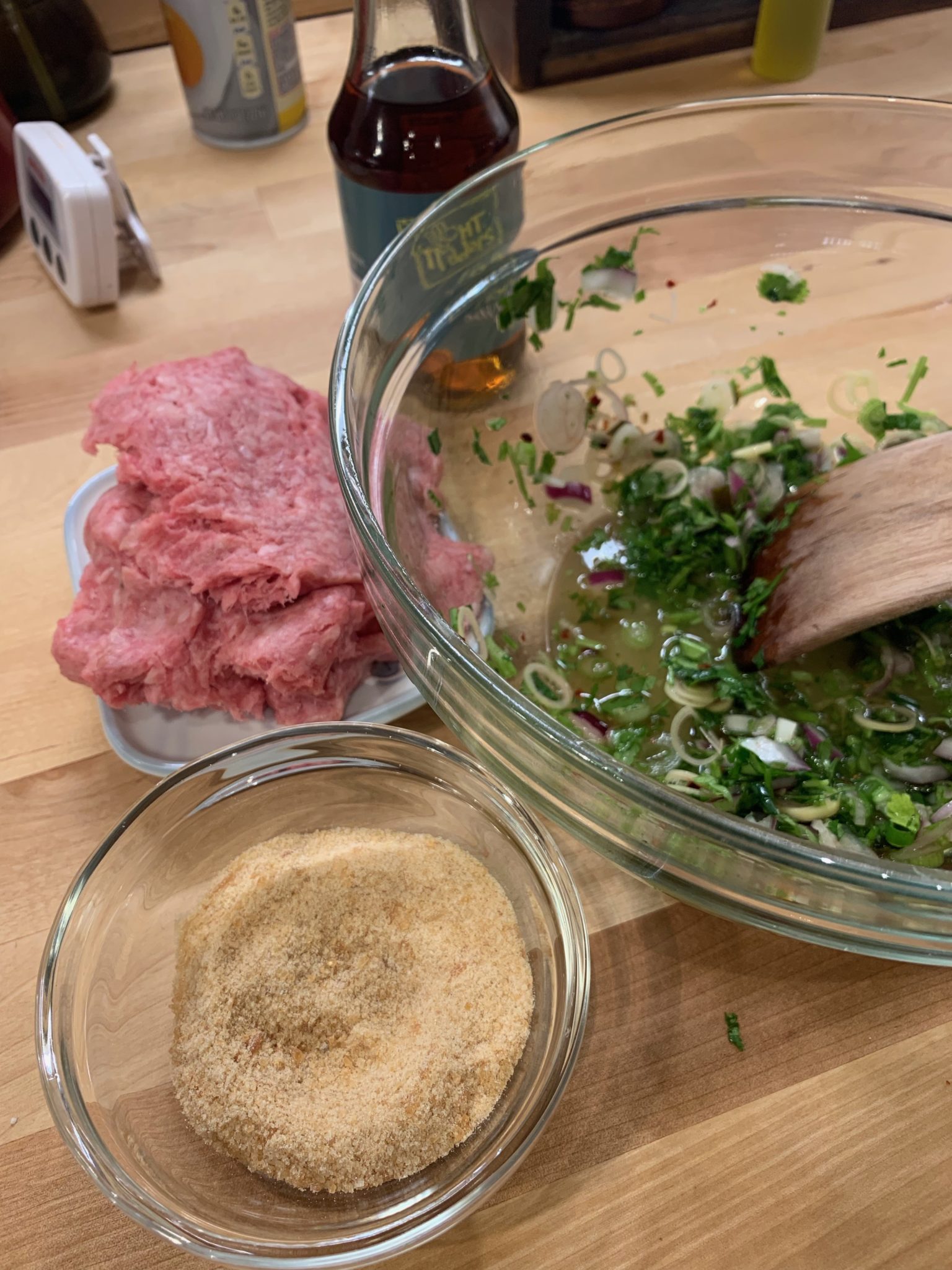 Pork Larb ingredients