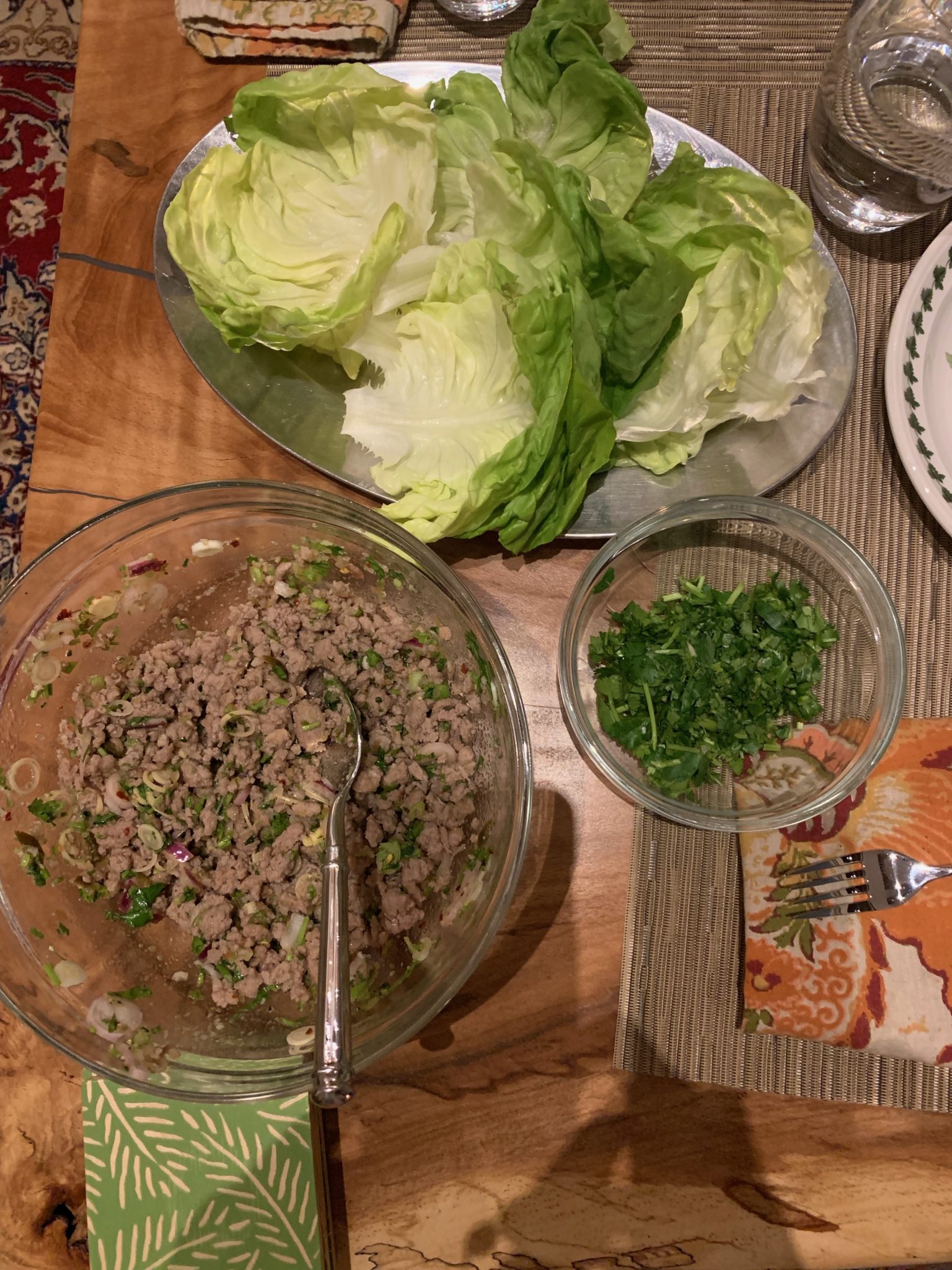 Asian meat salad-Larb- with lettuce cups