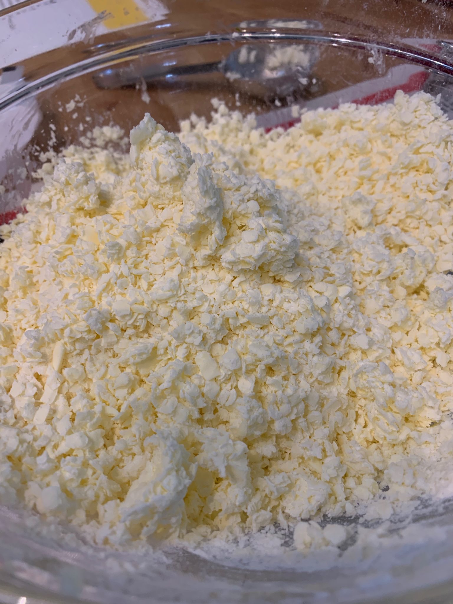 shredded butter tossed in flour