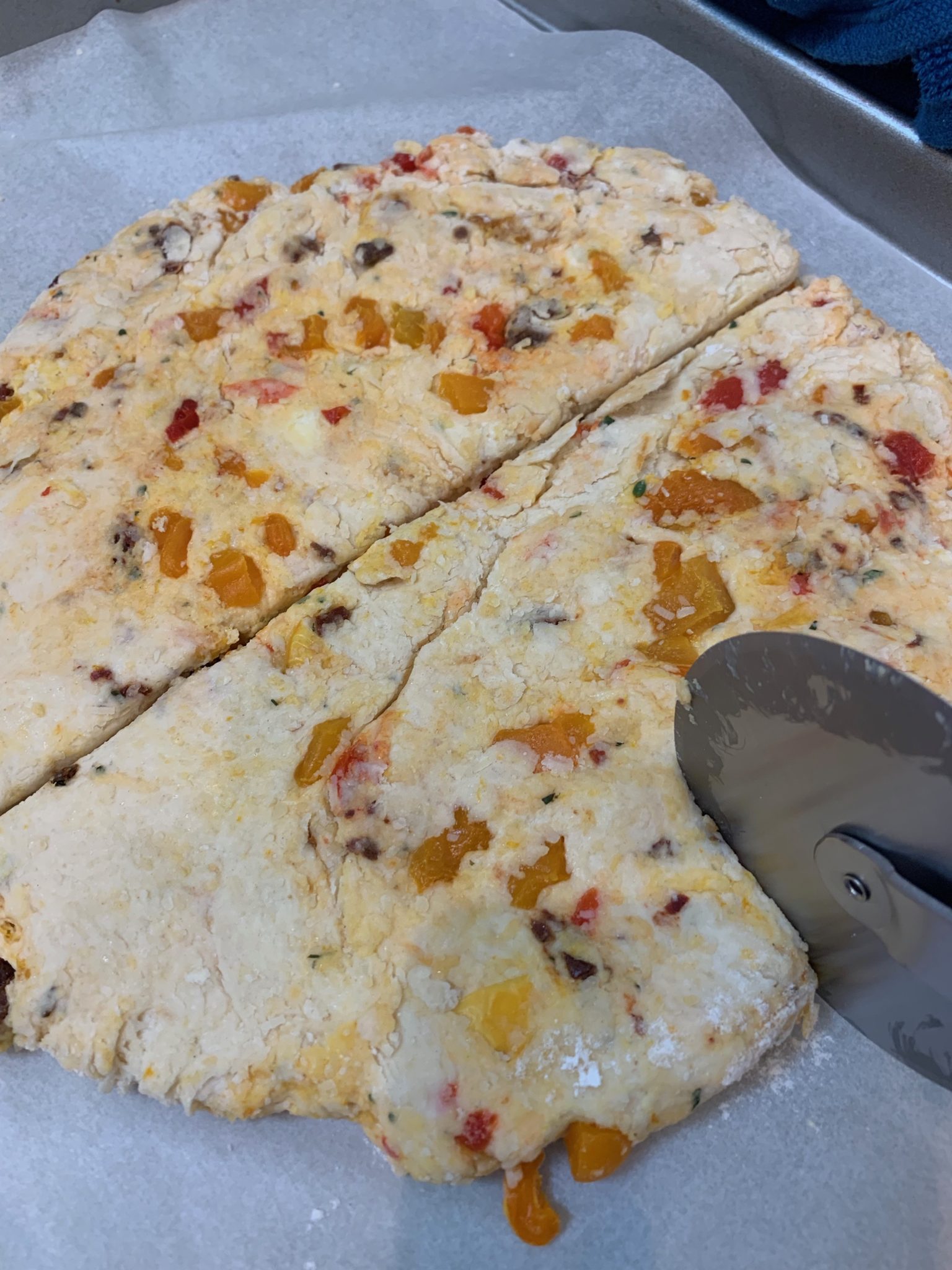 Cutting scone dough into triangles