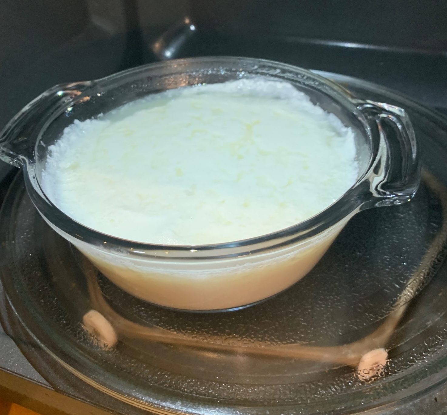 Curds and whey in microwave