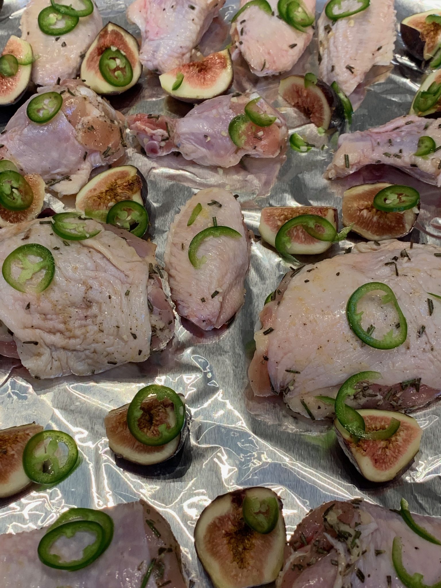 Chicken and figs with Jalapeno on a sheet pan