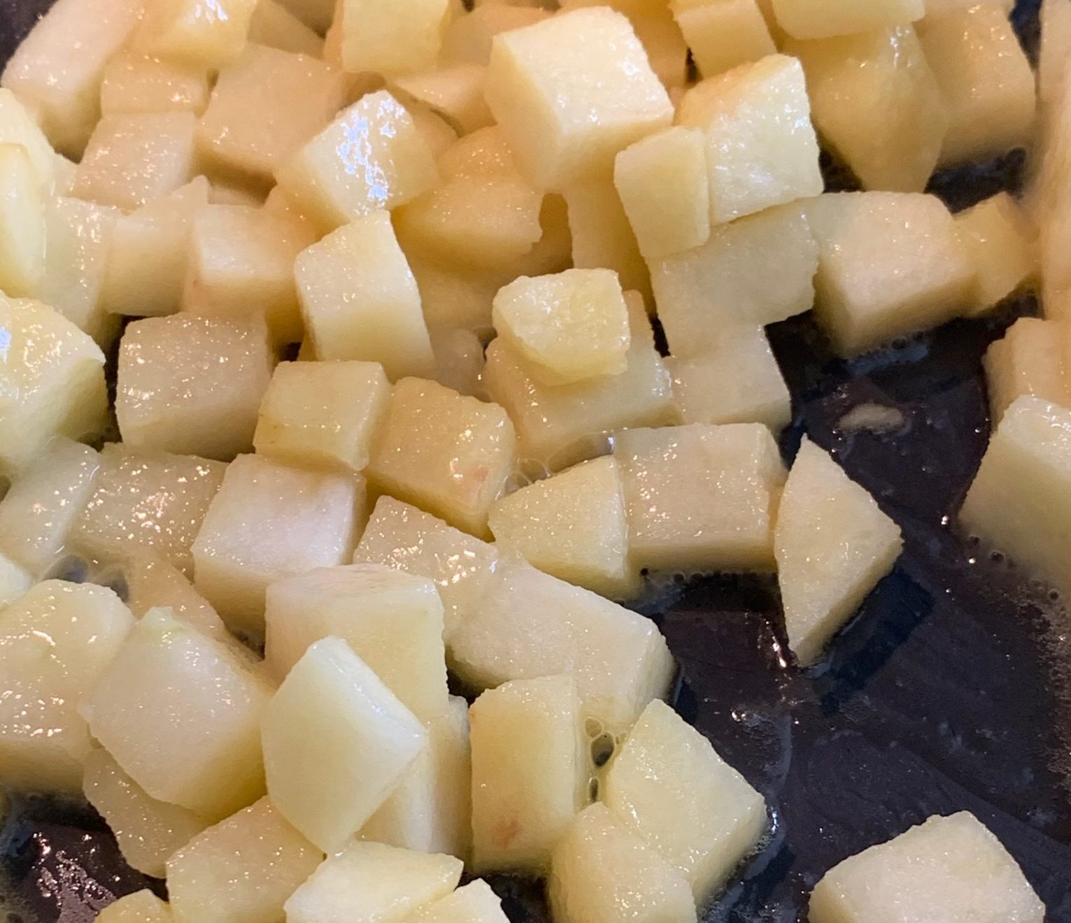 Diced apples in butter