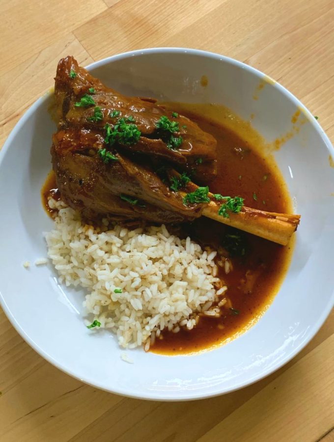 Braised Lamb Shanks with Rice