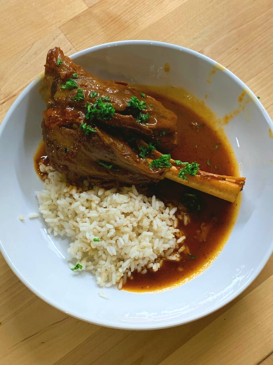Braised Lamb Shanks with Rice