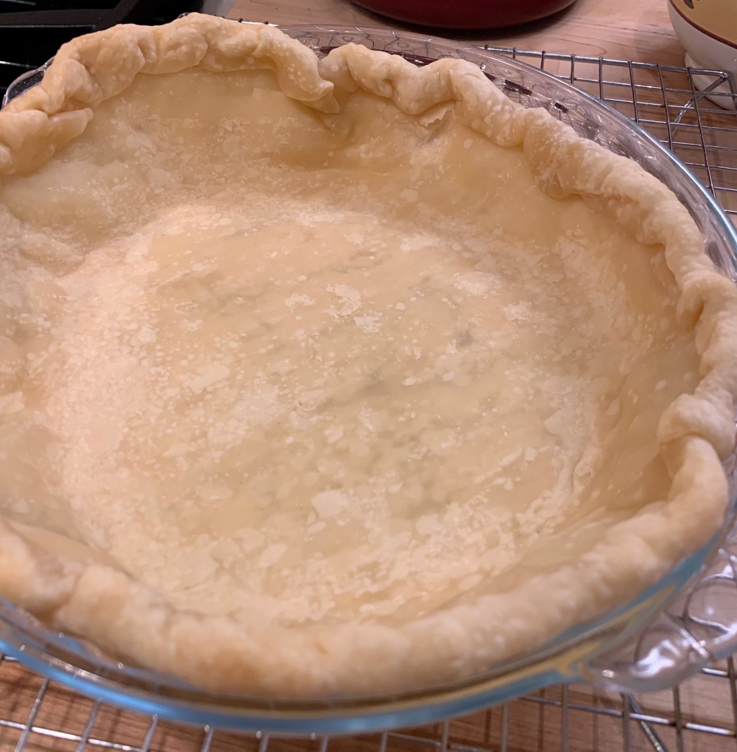 Blind Baked Pie crust with shrunken edges