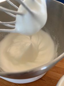 Egg whites beaten to firm