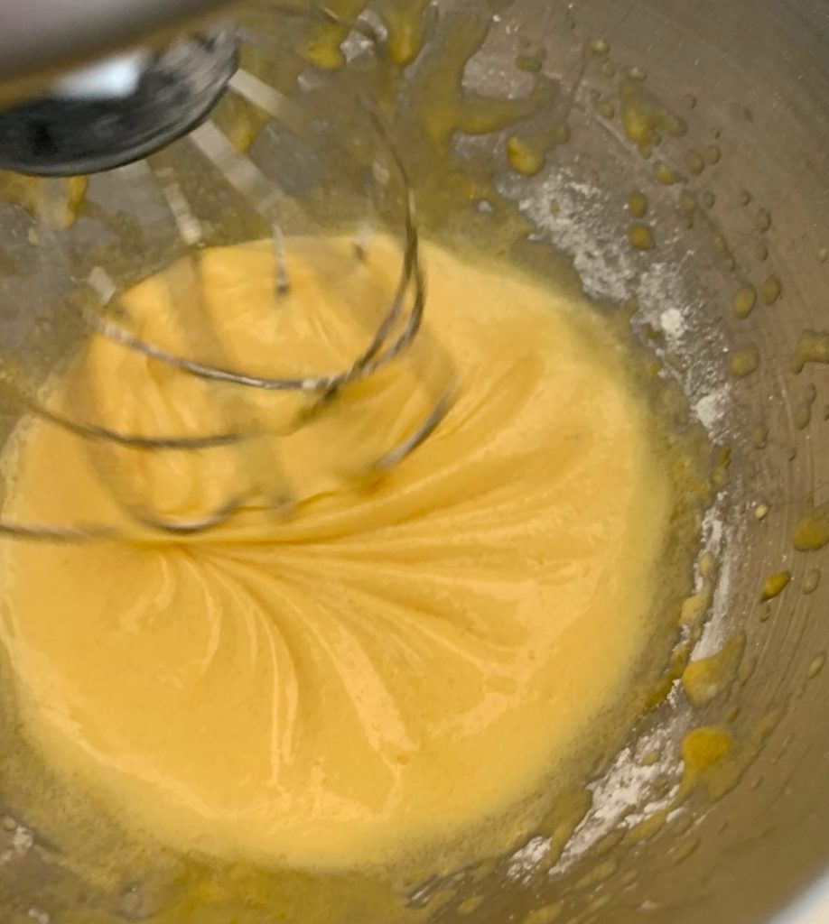 Egg yolks and sugar beaten to thick and light yellow