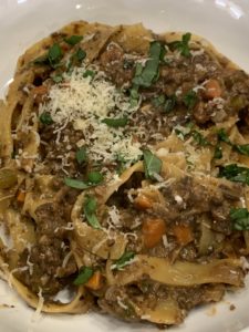 Mushroom Bolognese Sauce with fettuccine