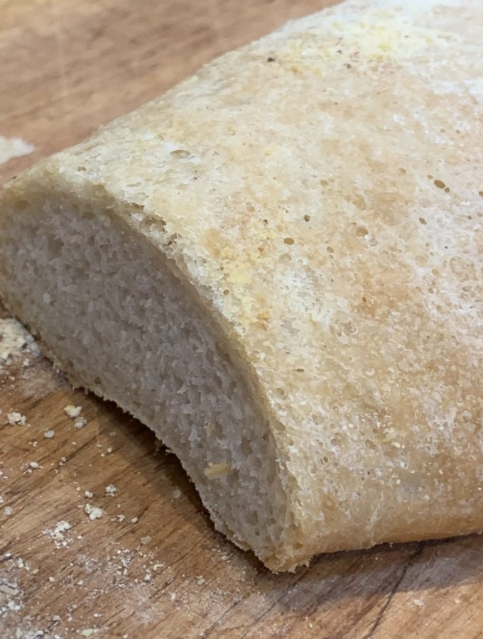 Ciabatta bread sliced