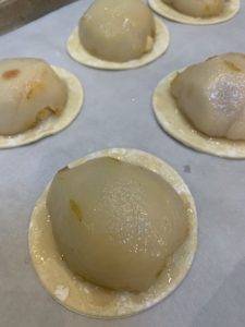 Pears on bottom pastry circle