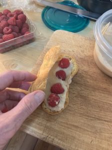 Raspberries can be added to the eclair as well
