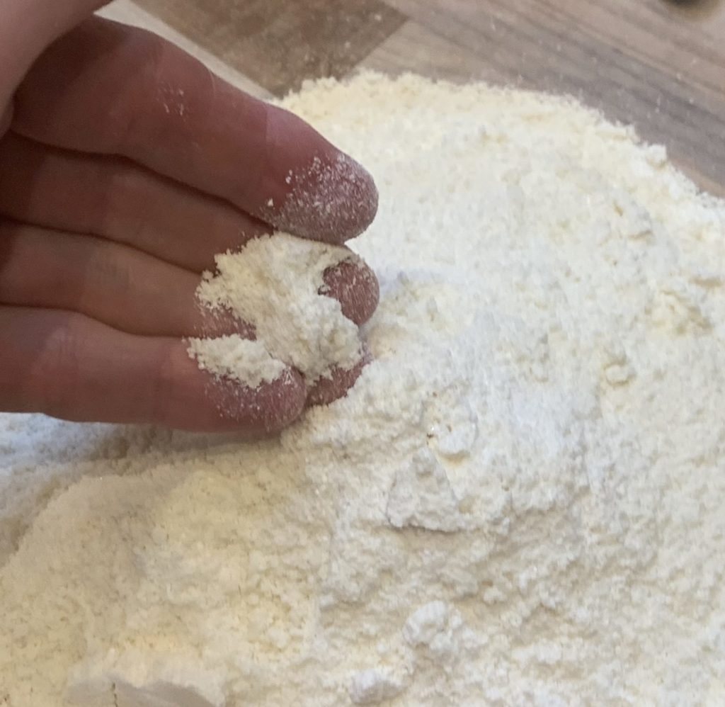 Butter and flour properly mixed for scones