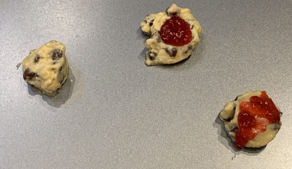 How to test the raspberry jam and chocolate chip cookie recipe