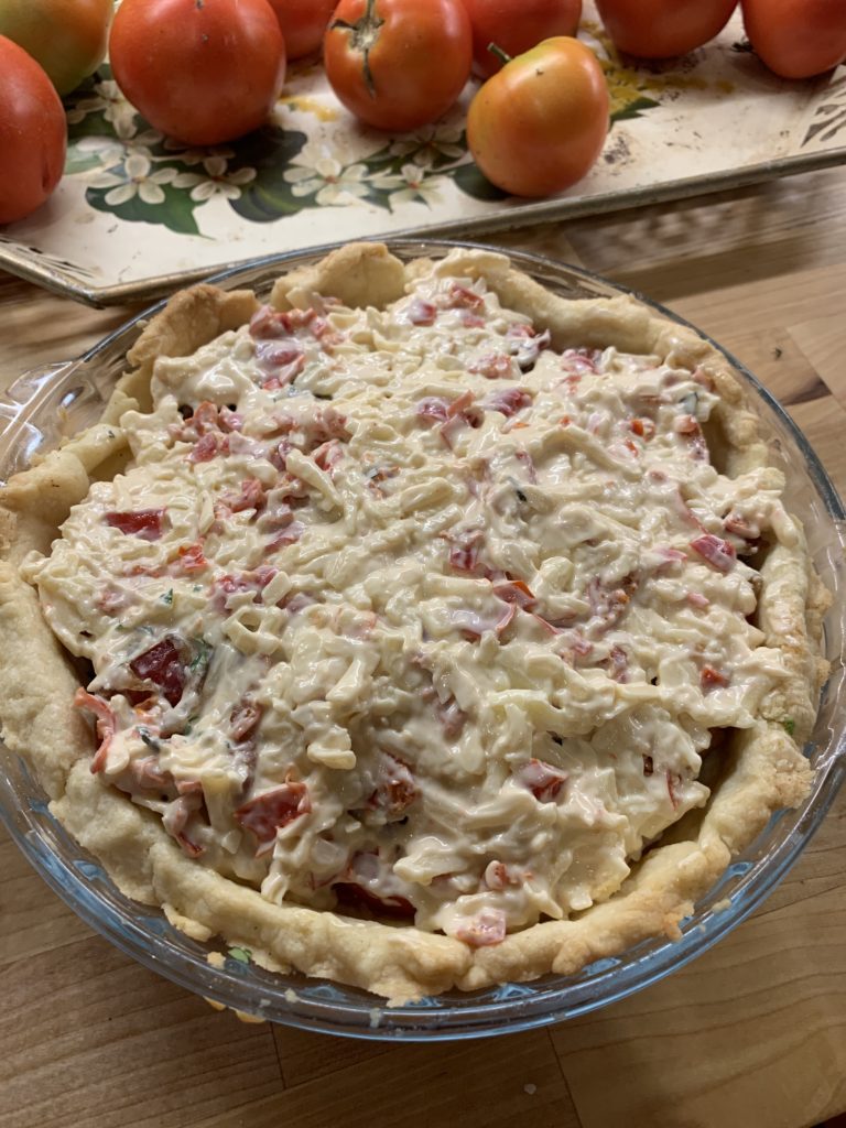 Unbaked Pimento Cheese and Tomato Pie