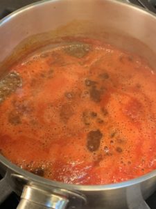 Boiling watermelon glaze