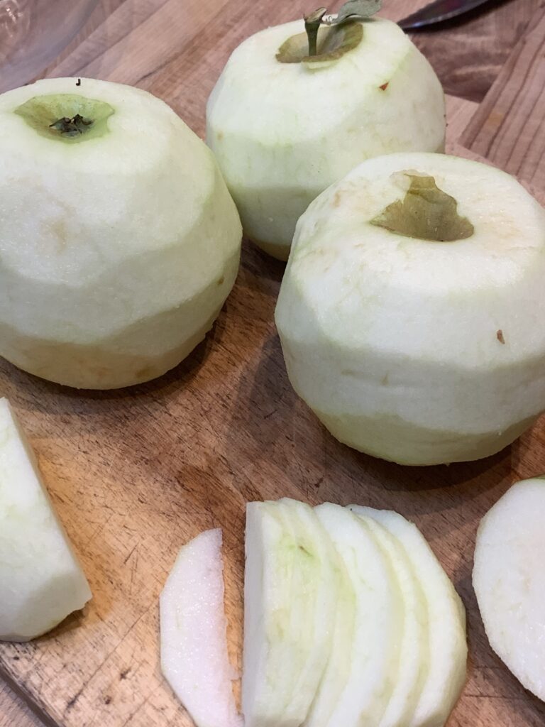 Apple cut into even slices for a tart