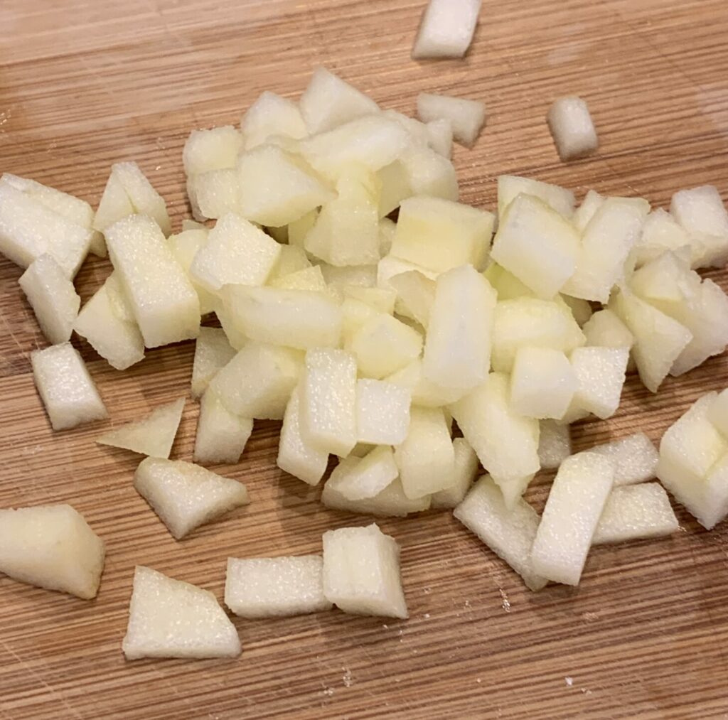 Apple diced into small pieces