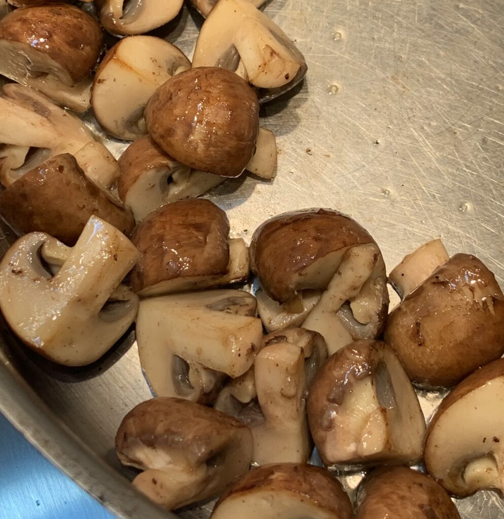 Barely browned mushrooms