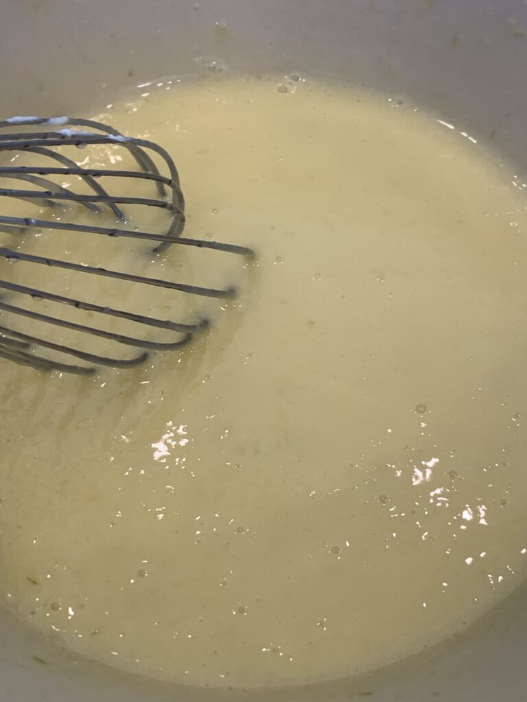 Eggs and sugar whisked together