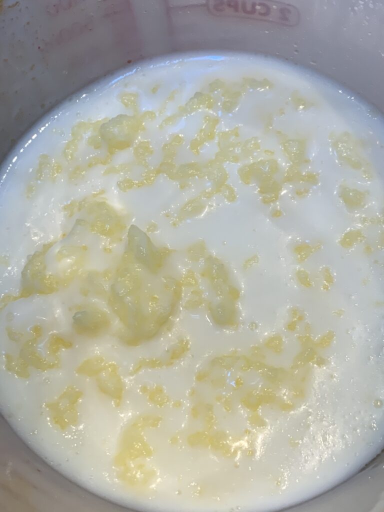 Cold buttermilk will cause the melted butter to harden