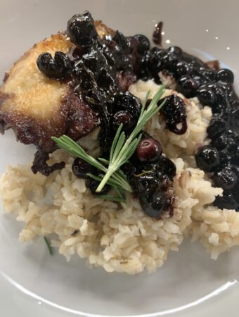 Sauteed Chicken thighs with blueberry sauce