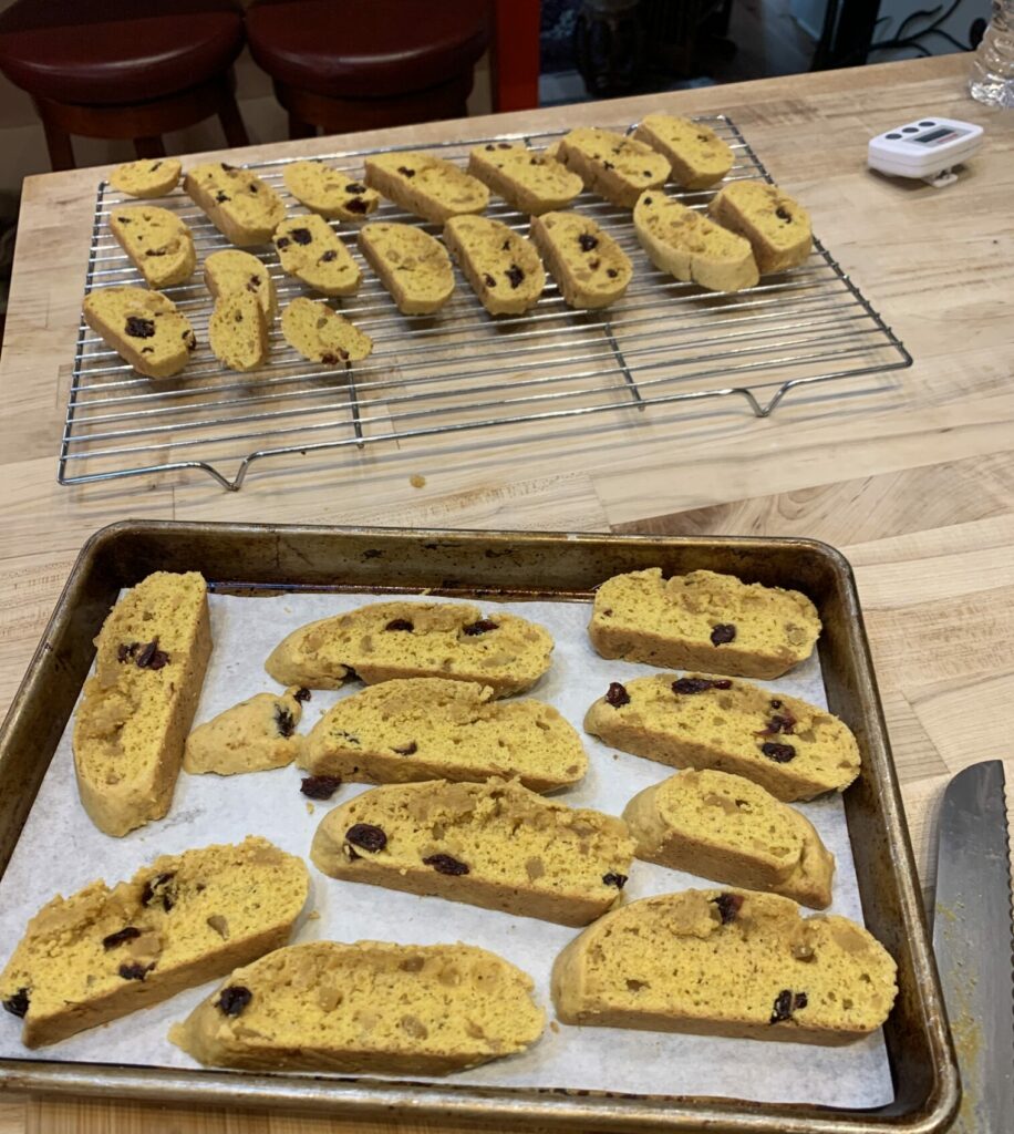 Sliced biscotti cookies